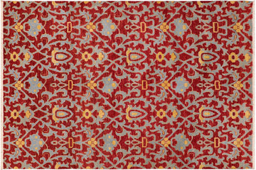 handmade Transitional Kafkaz Chobi Ziegler Red Blue Hand Knotted RECTANGLE 100% WOOL area rug 6 x 9